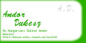 andor dukesz business card